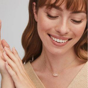 Two Kendra Scott Elisa Pendant Necklaces - Gold and Pink